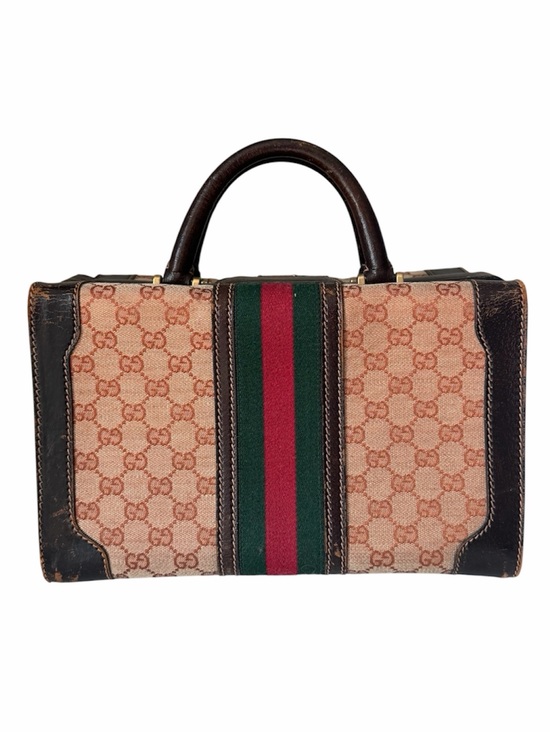 Gucci Handbags - Vintage Gucci GG Supreme Sherry Web Train Case Vanity Bag